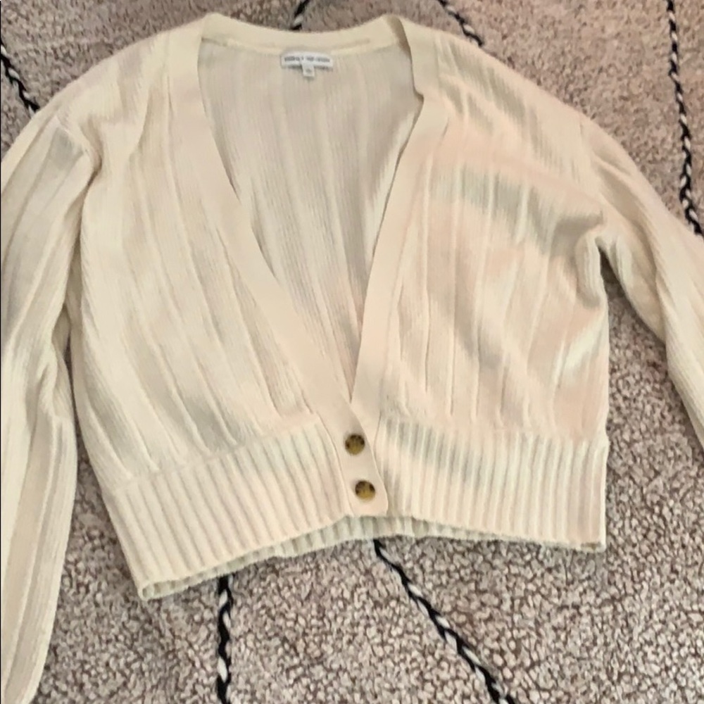 Express x Negin Mirsalehi cream cardigan